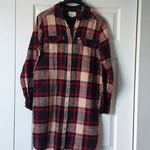 Long plaid button up shirt